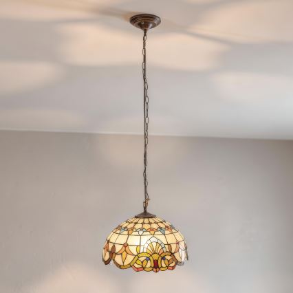 Brilagi - MIRABELLA Tiffany stained-glass pendant on chain, 1x E27/60W/230V, Ø 40 cm