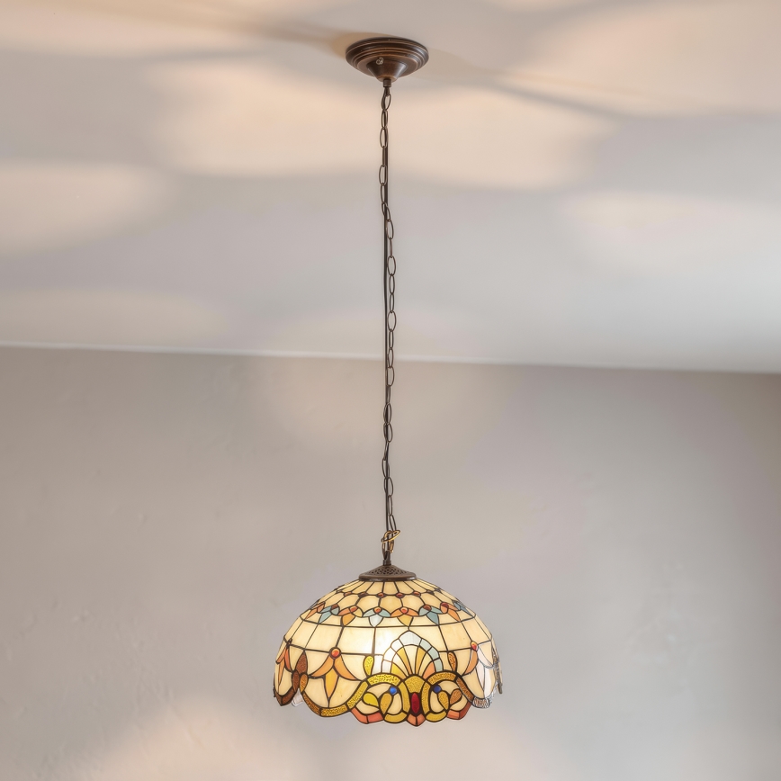 Brilagi - MIRABELLA Tiffany stained-glass pendant on chain, 1x E27/60W/230V, Ø 40 cm