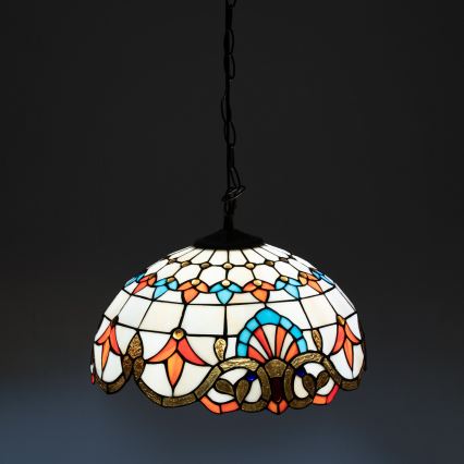 Brilagi - MIRABELLA Tiffany stained-glass pendant on chain, 1x E27/60W/230V, Ø 40 cm