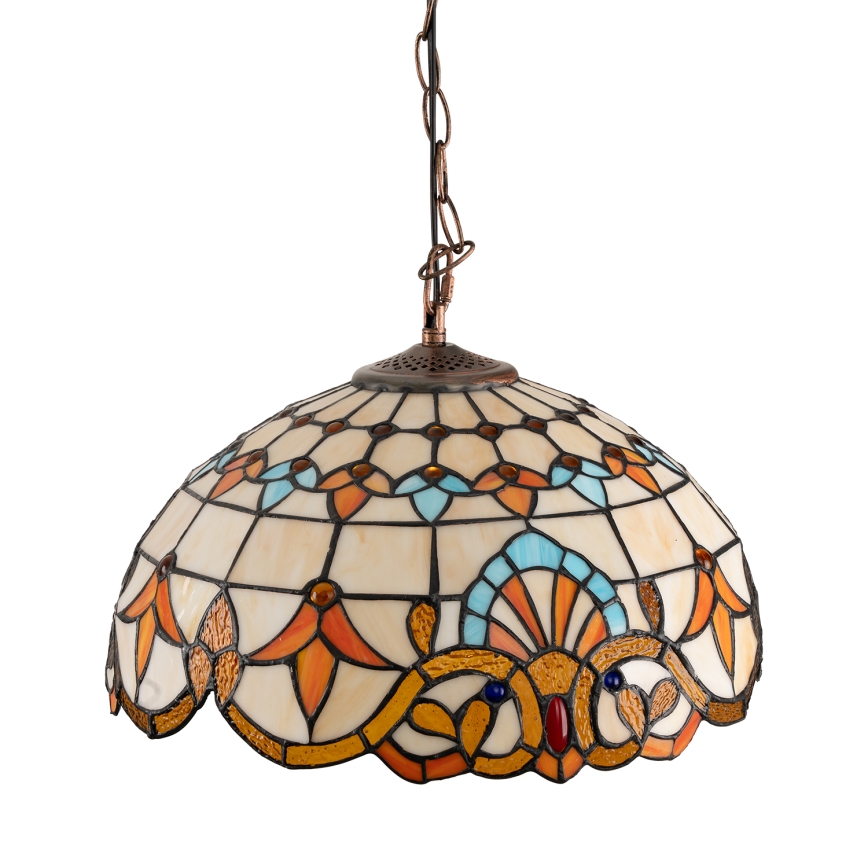 Brilagi - MIRABELLA Tiffany stained-glass pendant on chain, 1x E27/60W/230V, Ø 40 cm