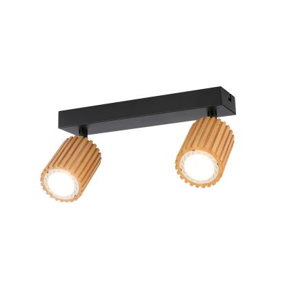 Brilagi - MODERN WOOD 2x GU10/8W/230V Spotlight, Rubberwood/Black