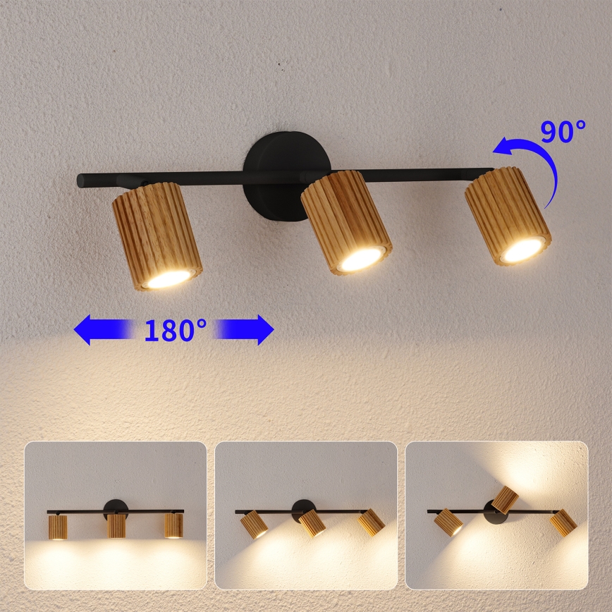 Brilagi - MODERN WOOD 3x GU10/8W/230V Spotlight, Wood/Black