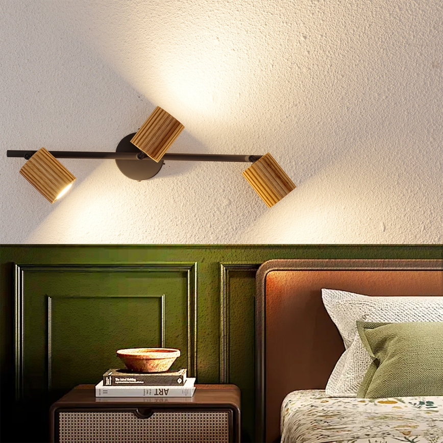 Brilagi - MODERN WOOD 3x GU10/8W/230V Spotlight, Wood/Black