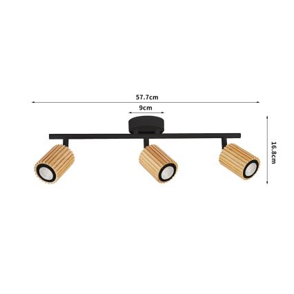 Brilagi - MODERN WOOD 3x GU10/8W/230V Spotlight, Wood/Black