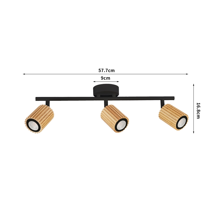 Brilagi - MODERN WOOD 3x GU10/8W/230V Spotlight, Wood/Black