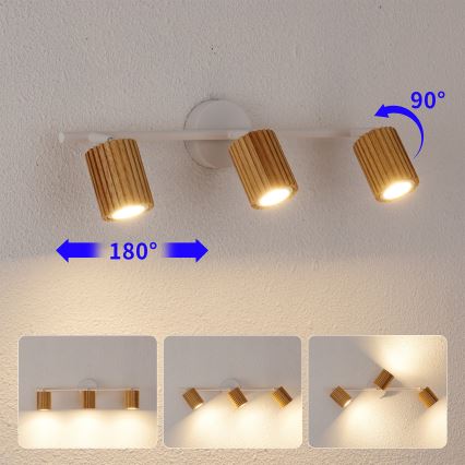 Brilagi - MODERN WOOD 3xGU10/8W/230V Spotlight, Wood/White
