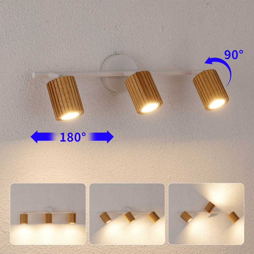 Brilagi - MODERN WOOD 3xGU10/8W/230V Spotlight, Wood/White