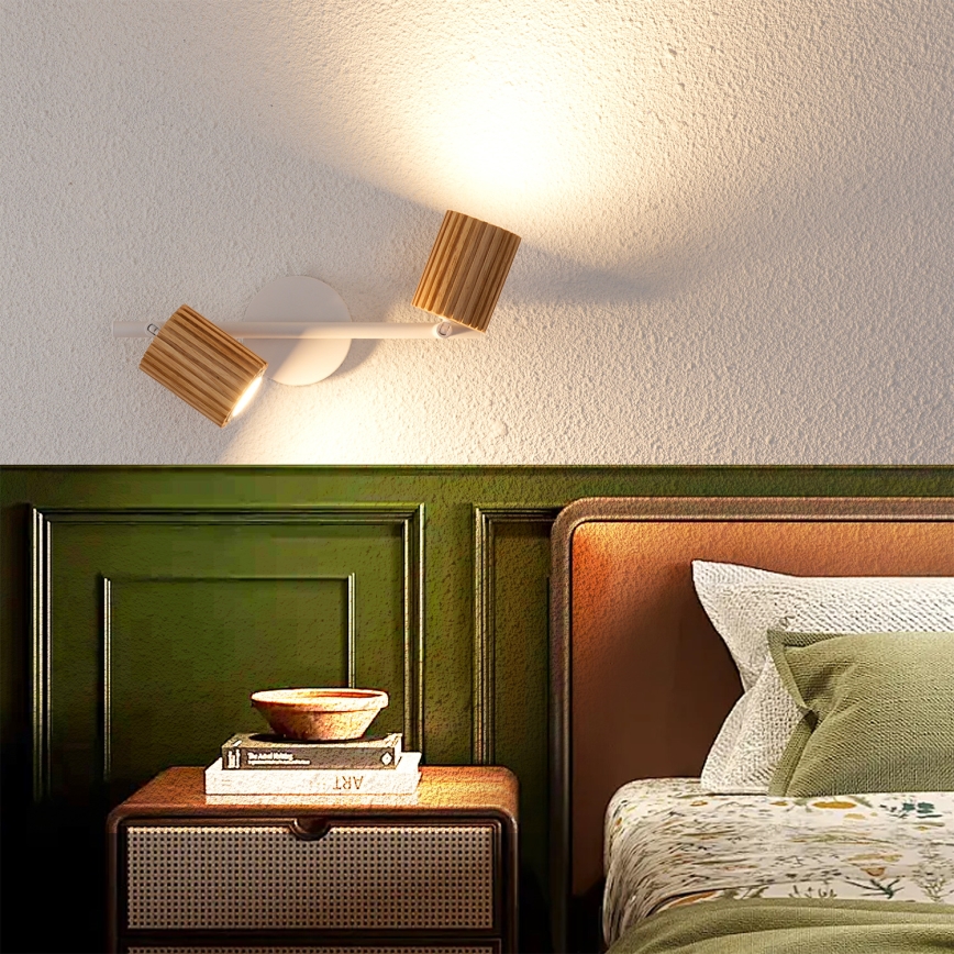 Brilagi - MODERN WOOD Spotlight 2x GU10/8W/230V Rubberwood/White