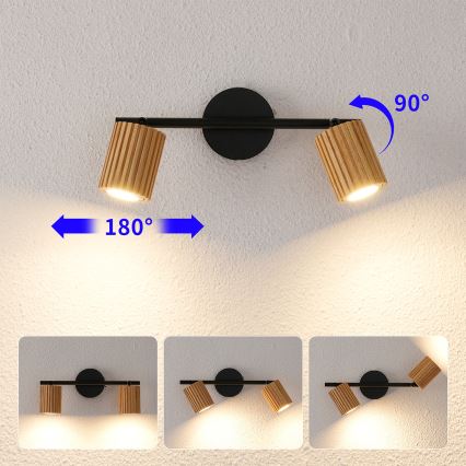 Brilagi - MODERN WOOD Spotlight 2xGU10/8W/230V rubberwood/black