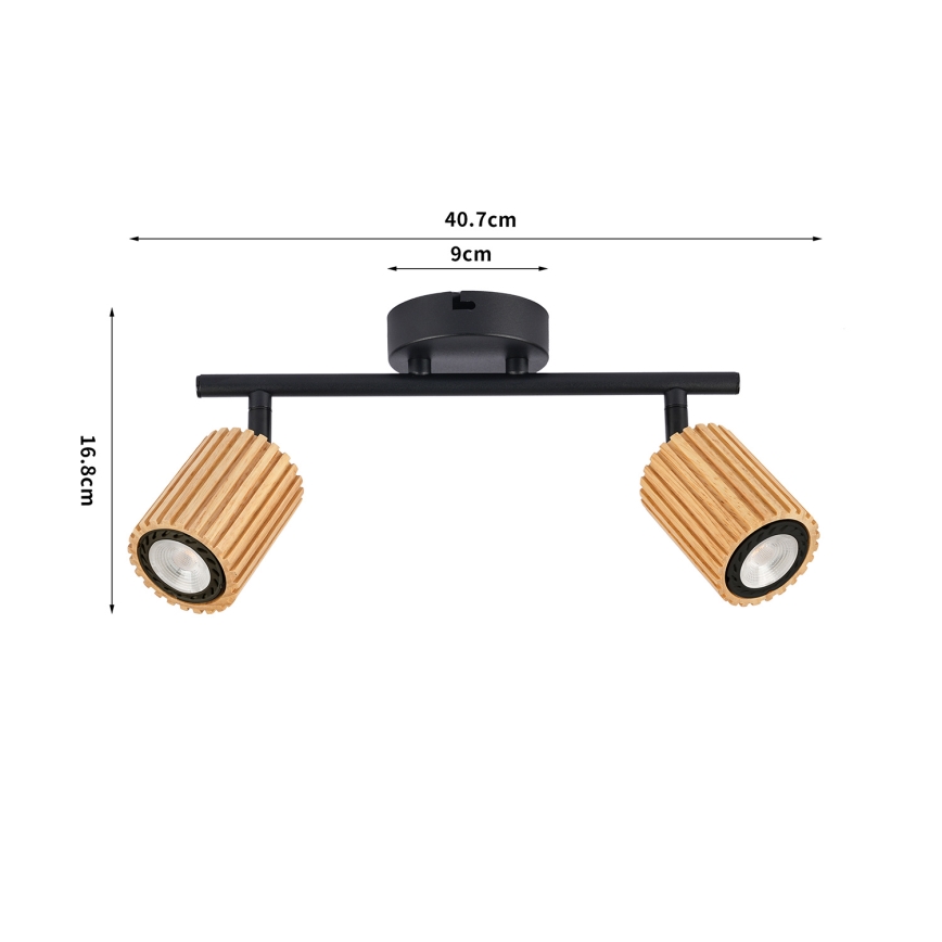 Brilagi - MODERN WOOD Spotlight 2xGU10/8W/230V rubberwood/black