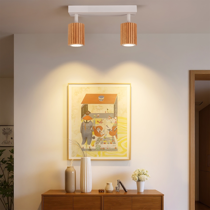 Brilagi - MODERN WOOD Spotlight 2xGU10/8W/230V Rubberwood/White