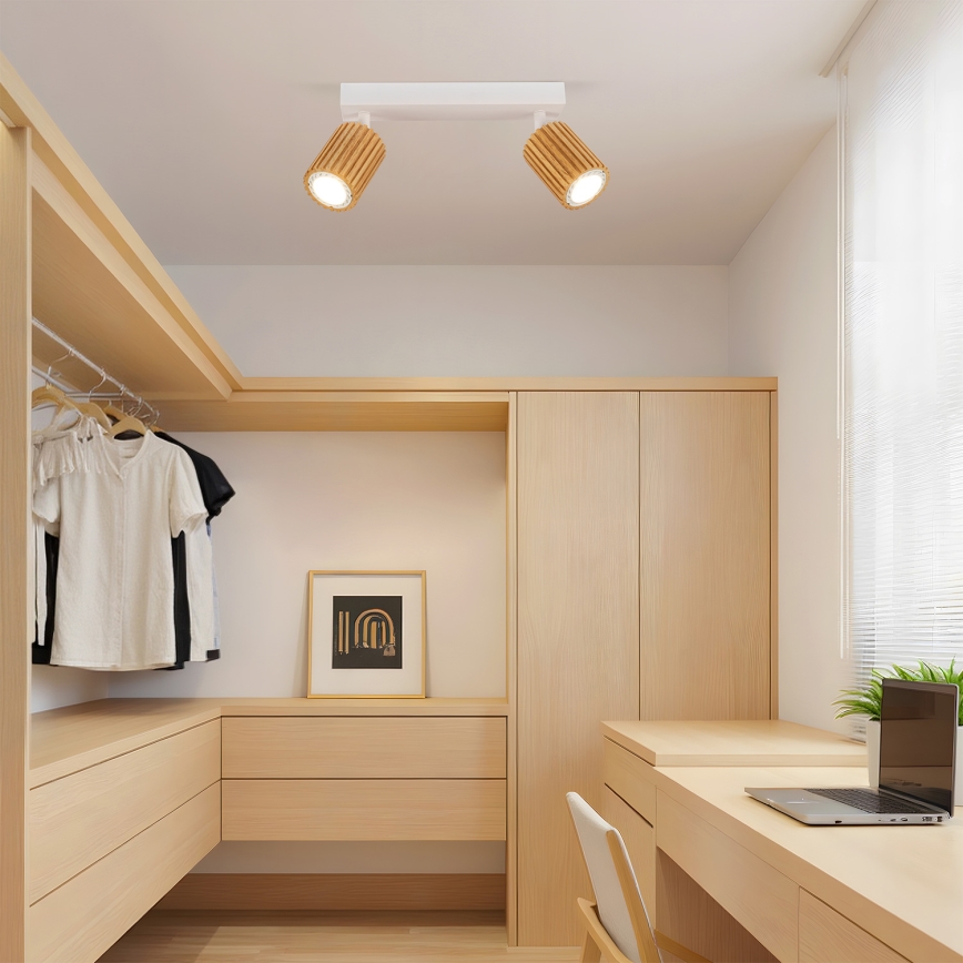 Brilagi - MODERN WOOD Spotlight 2xGU10/8W/230V Rubberwood/White