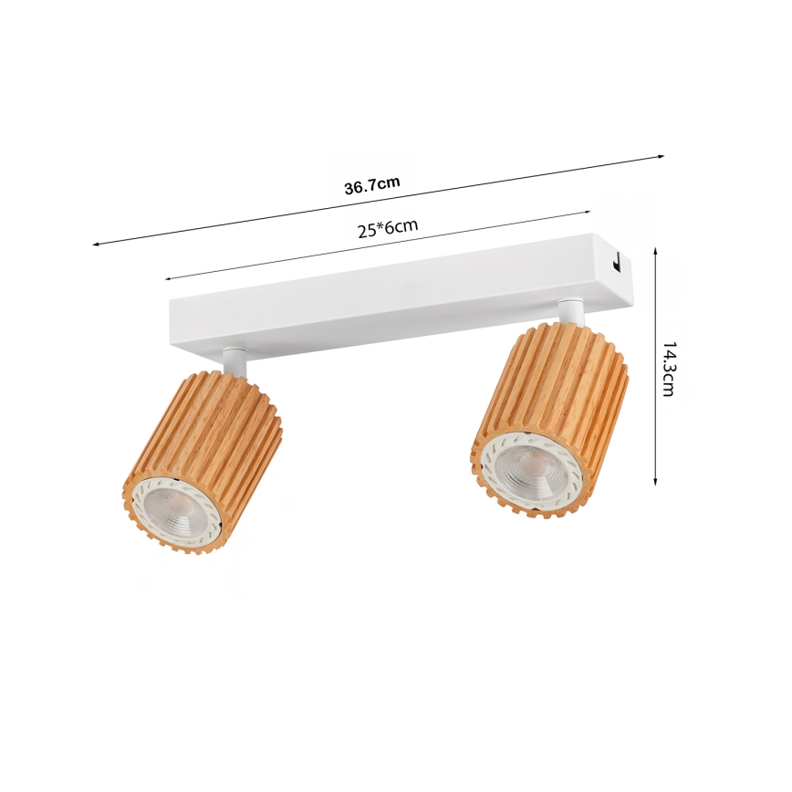 Brilagi - MODERN WOOD Spotlight 2xGU10/8W/230V Rubberwood/White