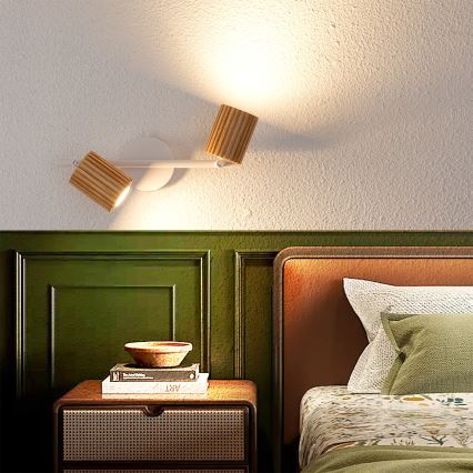 Brilagi - MODERN WOOD Spotlight 2xGU10/8W/230V Wood/White