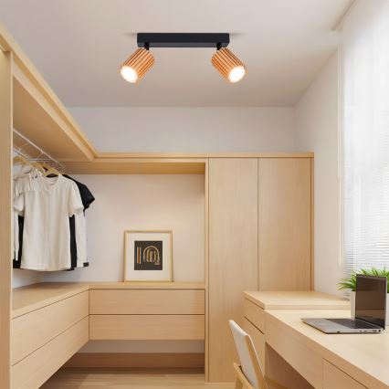 Brilagi - MODERN WOOD Spotlight 2×GU10/8W/230V Wood/Black