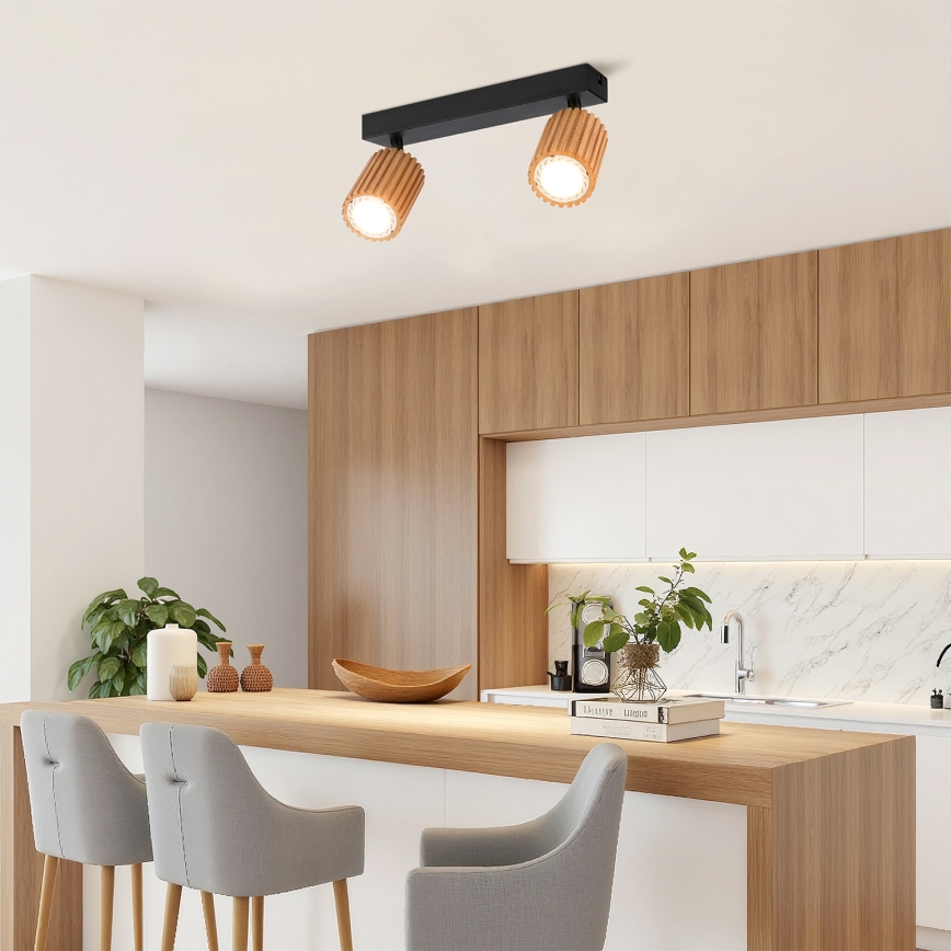 Brilagi - MODERN WOOD Spotlight 2×GU10/8W/230V Wood/Black