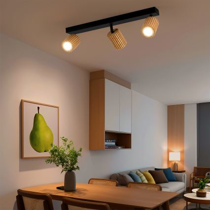 Brilagi - MODERN WOOD spotlight 3xGU10/8W/230V rubberwood/black
