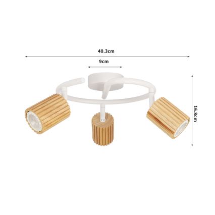 Brilagi - MODERN WOOD Spotlight 3xGU10/8W/230V Rubberwood/White