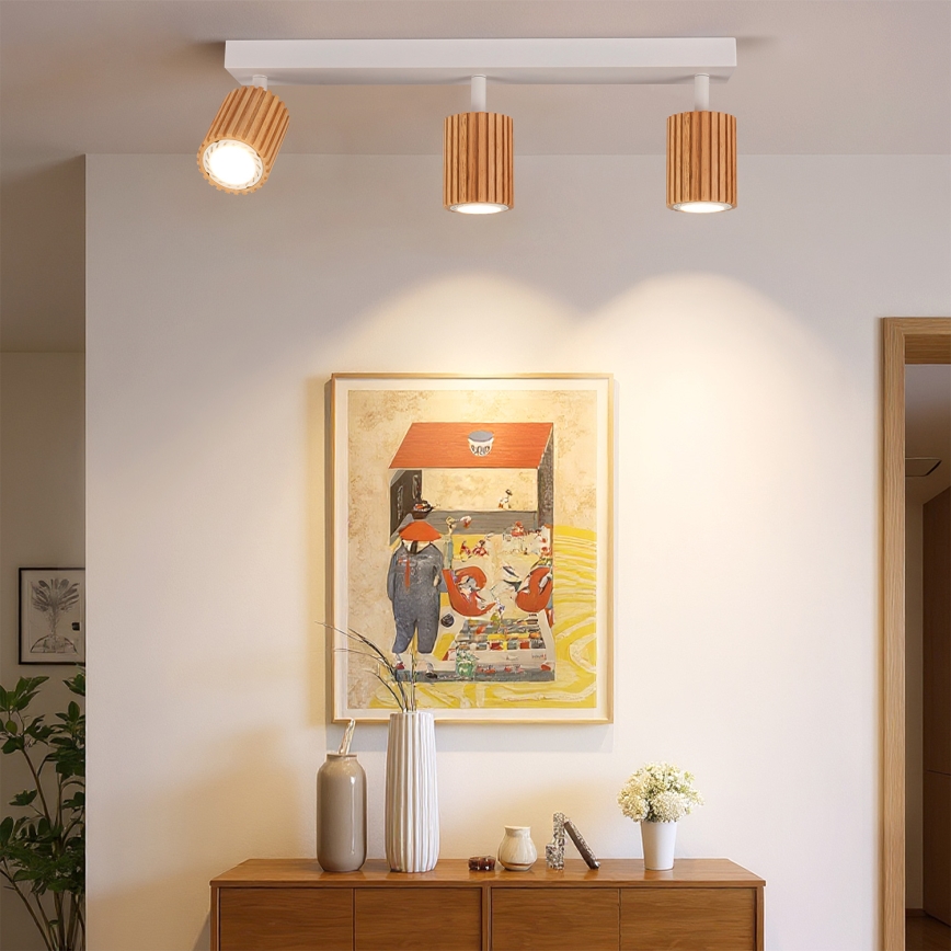 Brilagi - MODERN WOOD Spotlight 3xGU10/8W/230V rubberwood/white