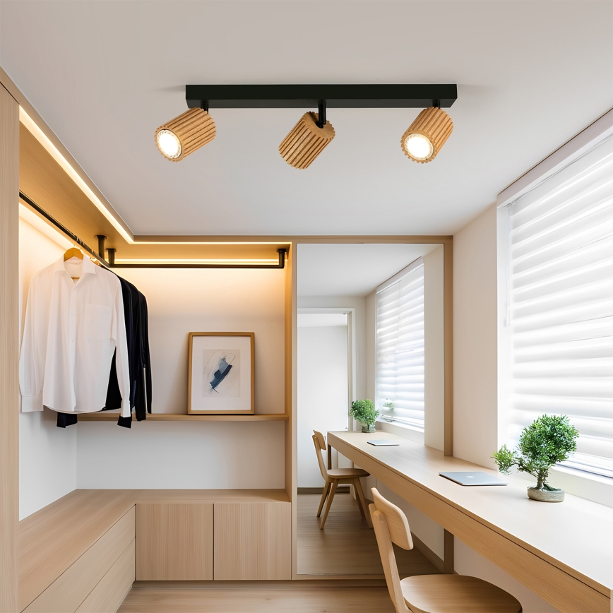 Brilagi - MODERN WOOD spotlight 3xGU10/8W/230V wood/black