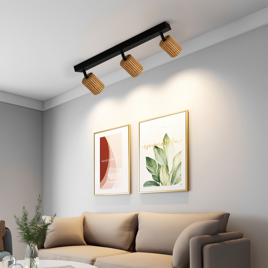 Brilagi - MODERN WOOD spotlight 3xGU10/8W/230V wood/black