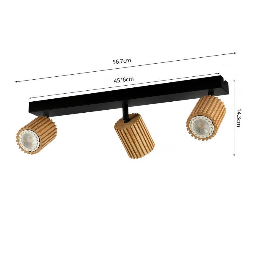Brilagi - MODERN WOOD spotlight 3xGU10/8W/230V wood/black
