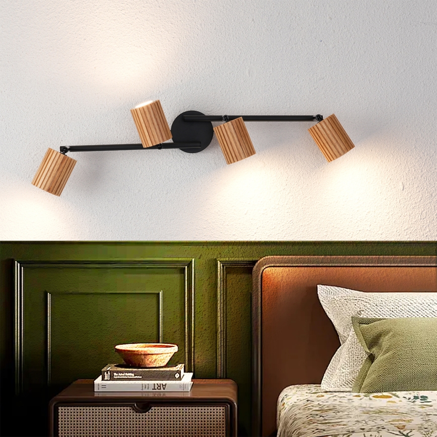 Brilagi - MODERN WOOD Spotlight 4xGU10/8W/230V Rubberwood/Black