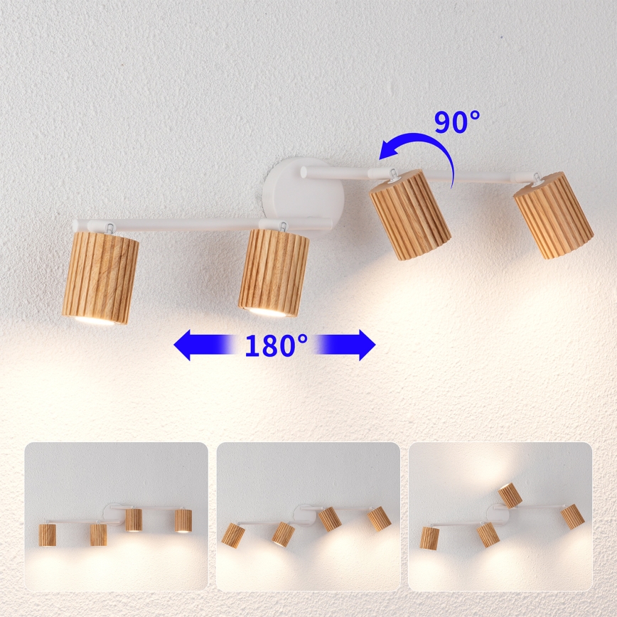 Brilagi - MODERN WOOD Spotlight 4xGU10/8W/230V Rubberwood/White