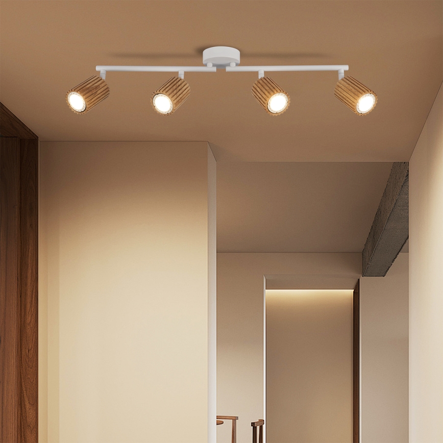 Brilagi - MODERN WOOD Spotlight 4xGU10/8W/230V Rubberwood/White