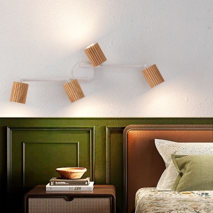 Brilagi - MODERN WOOD Spotlight 4xGU10/8W/230V Rubberwood/White