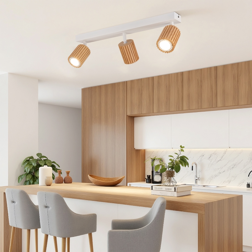 Brilagi - MODERN WOOD Spotlight 4xGU10/8W/230V Rubberwood/White