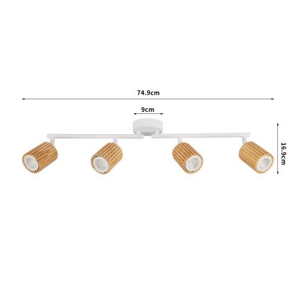 Brilagi - MODERN WOOD Spotlight 4xGU10/8W/230V Rubberwood/White