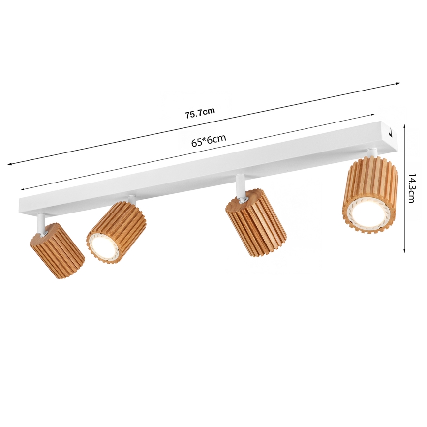 Brilagi - MODERN WOOD Spotlight 4xGU10/8W/230V Rubberwood/White