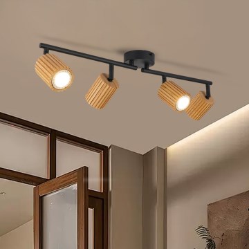 Brilagi - MODERN WOOD Spotlight 4xGU10/8W/230V wood/black