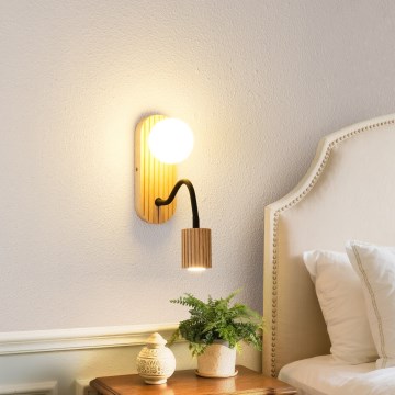 Brilagi - MODERN WOOD Wall Lamp 1xG9/5W/230V + 1xGU10/8W Rubberwood