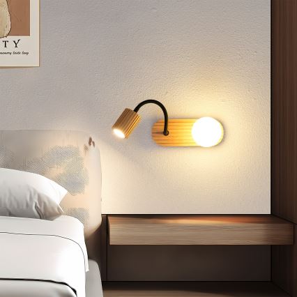 Brilagi - MODERN WOOD Wall Lamp 1xG9/5W/230V + 1xGU10/8W Rubberwood