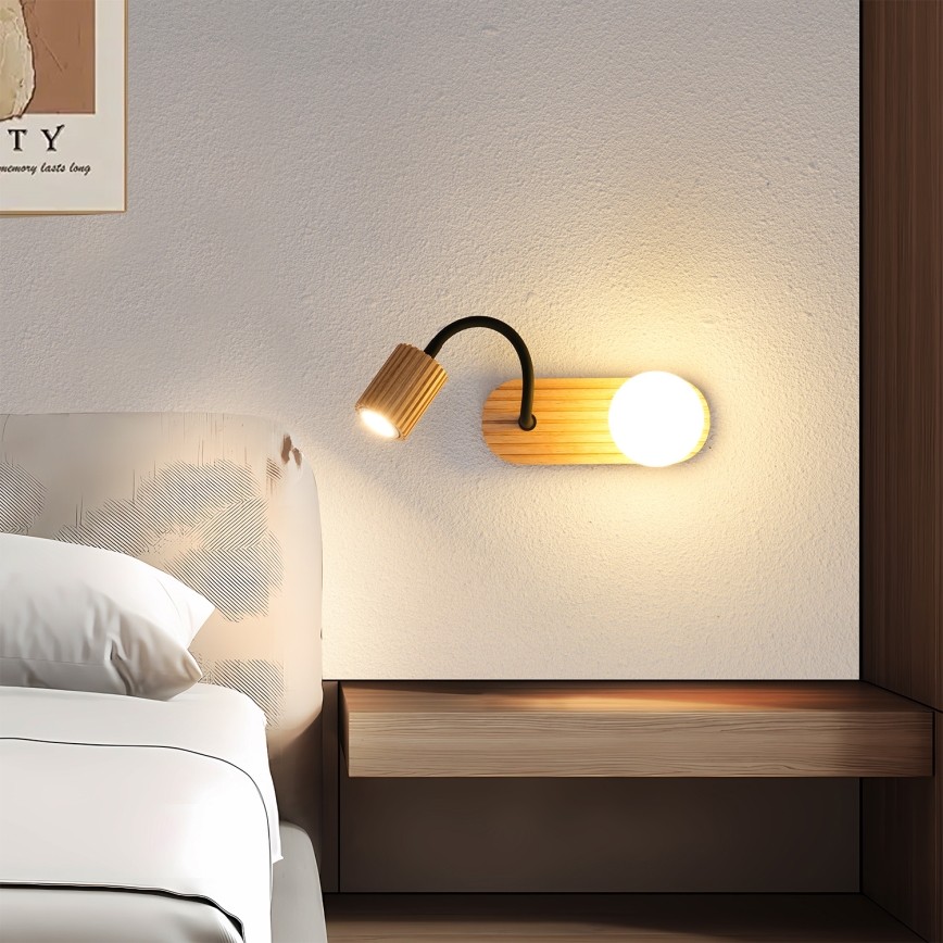 Brilagi - MODERN WOOD Wall Lamp 1xG9/5W/230V + 1xGU10/8W Rubberwood