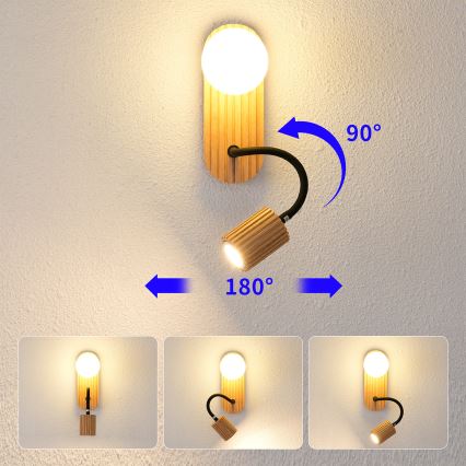 Brilagi - MODERN WOOD Wall Lamp 1xG9/5W/230V + 1xGU10/8W Rubberwood