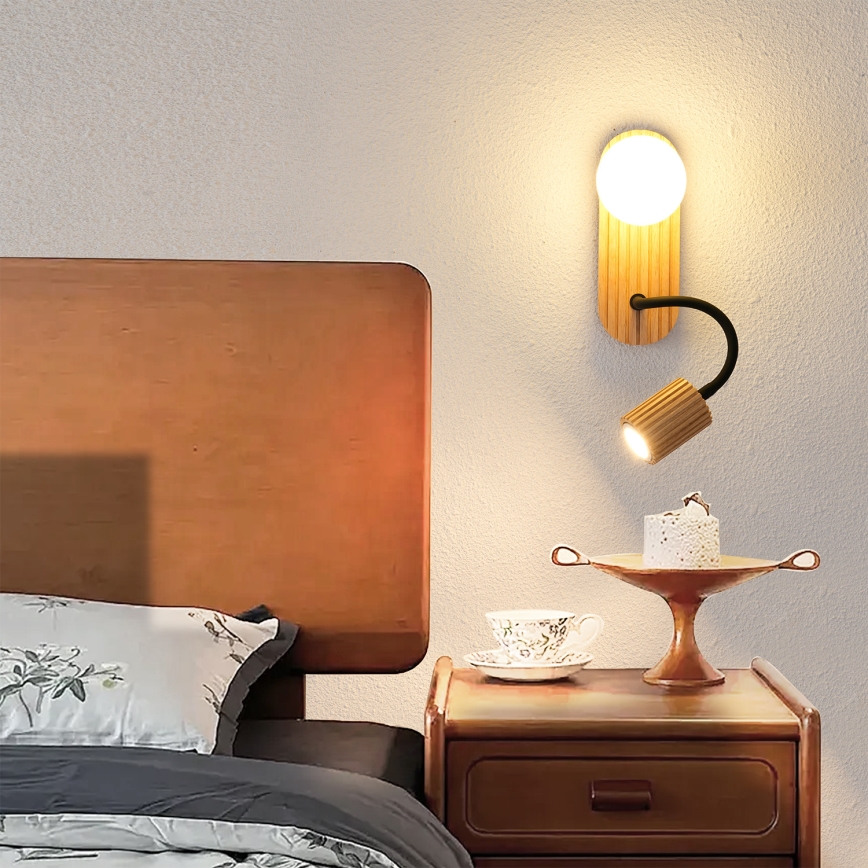 Brilagi - MODERN WOOD Wall Lamp 1xG9/5W/230V + 1xGU10/8W Rubberwood