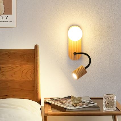Brilagi - MODERN WOOD Wall Lamp 1xG9/5W/230V + 1xGU10/8W Rubberwood