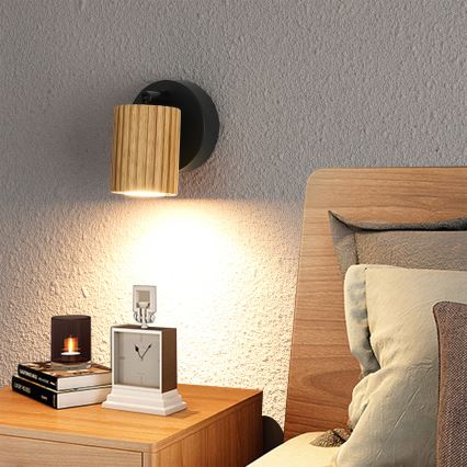 Brilagi - MODERN WOOD Wall-mounted spotlight 1xGU10/8W/230V rubberwood/black