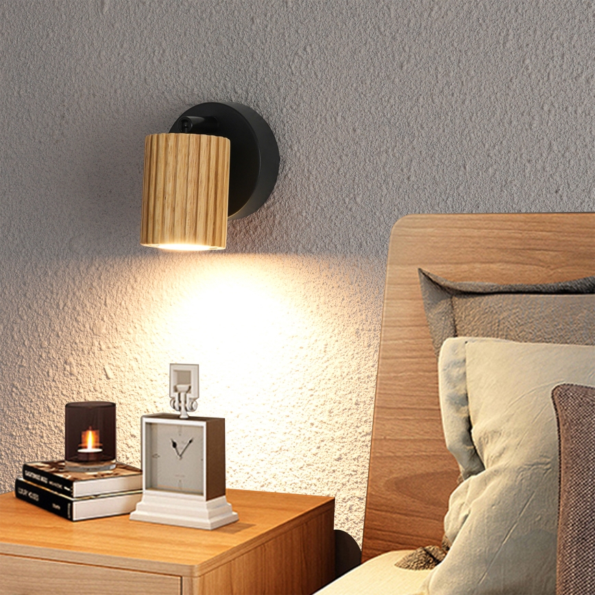 Brilagi - MODERN WOOD Wall-mounted spotlight 1xGU10/8W/230V rubberwood/black