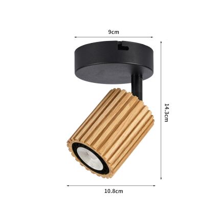 Brilagi - MODERN WOOD Wall-mounted spotlight 1xGU10/8W/230V rubberwood/black