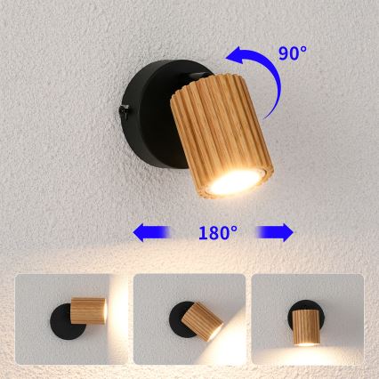 Brilagi - MODERN WOOD Wall-mounted spotlight 1xGU10/8W/230V wood/black