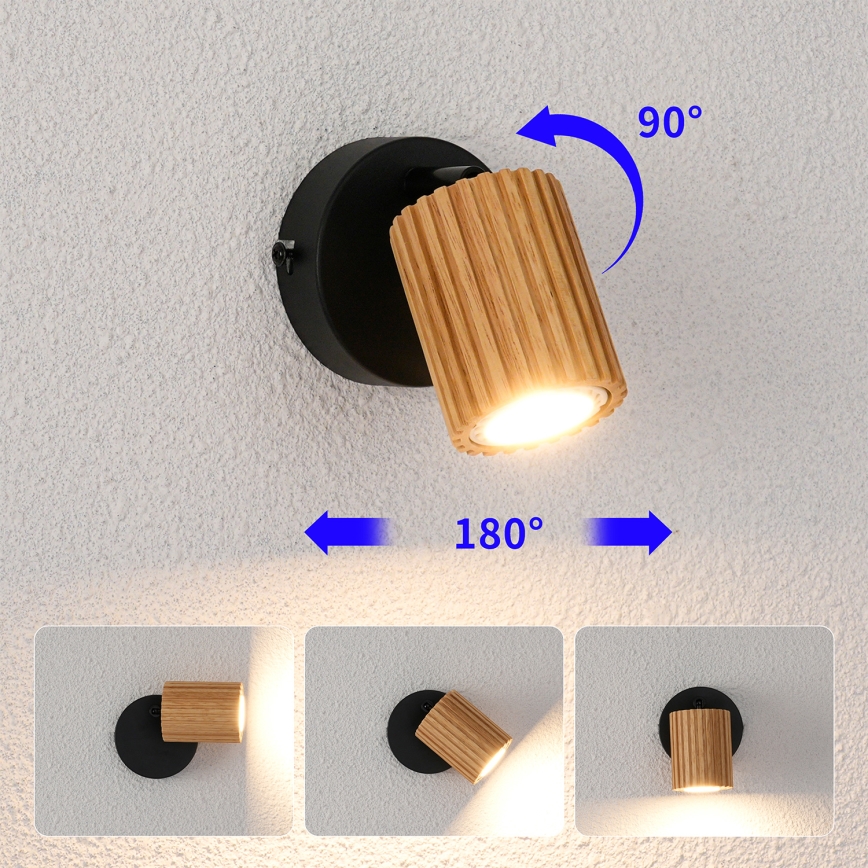Brilagi - MODERN WOOD Wall-mounted spotlight 1xGU10/8W/230V wood/black