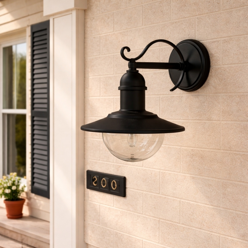 Brilagi - MOLDE Outdoor Wall Light 1xE27/60W/230V IP44 Black