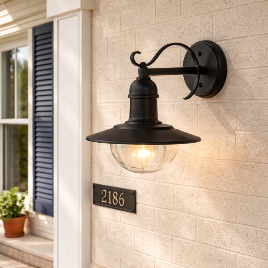 Brilagi - MOLDE Outdoor Wall Light 1xE27/60W/230V IP44 Black