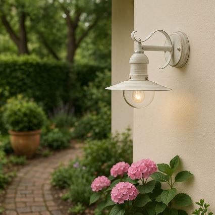 Brilagi - MOLDE Outdoor Wall Light 1xE27/60W/230V IP44 White/Patina