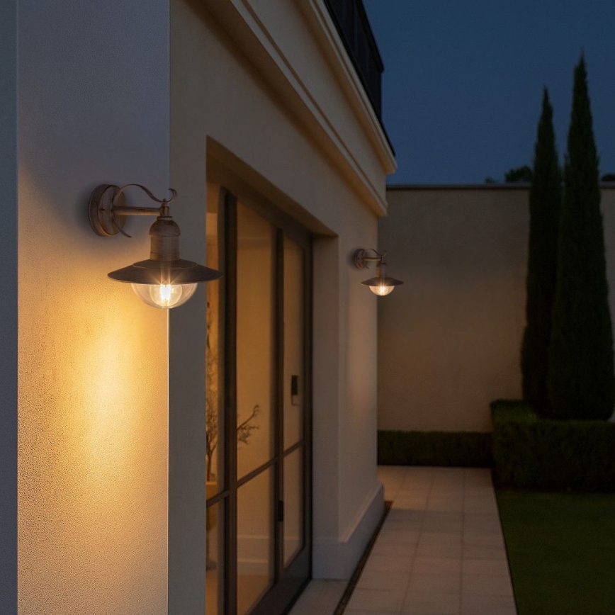 Brilagi - MOLDE Outdoor Wall Light 1xE27/60W/230V IP44 White/Patina