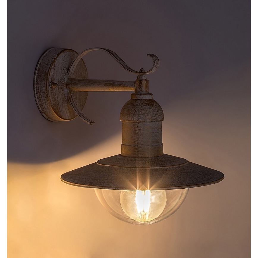 Brilagi - MOLDE Outdoor Wall Light 1xE27/60W/230V IP44 White/Patina